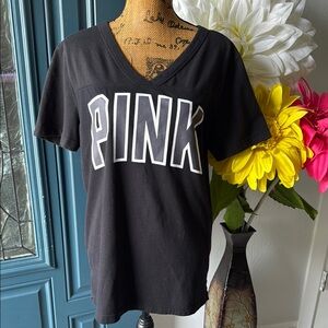 PINK Victoria's Secret Black V-Neck Tee